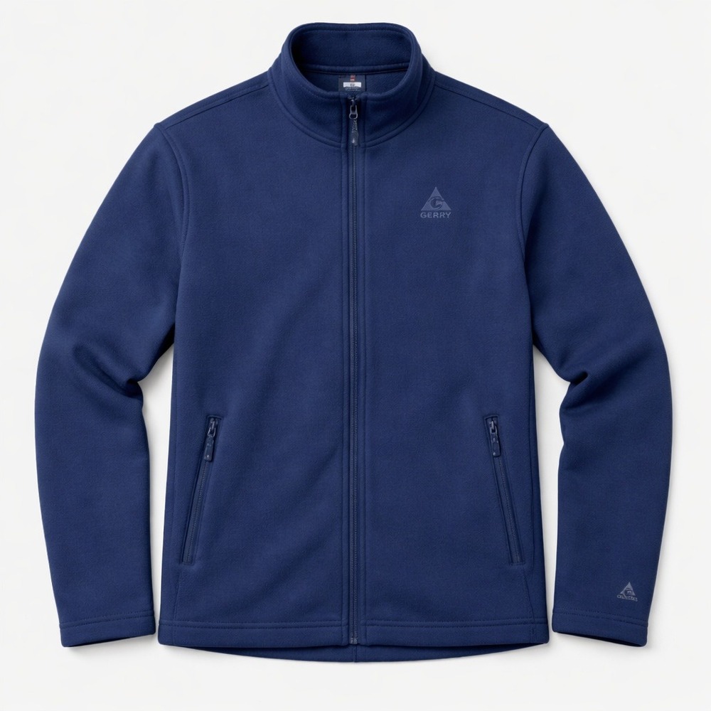 Gerry Full Zip Fleece Lined Ribbed Knit‎ Jacket Large Navy Blue NG8604 Gorpcore